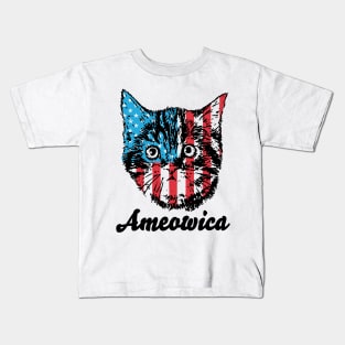 Ameowica Cat July 4th Kids T-Shirt